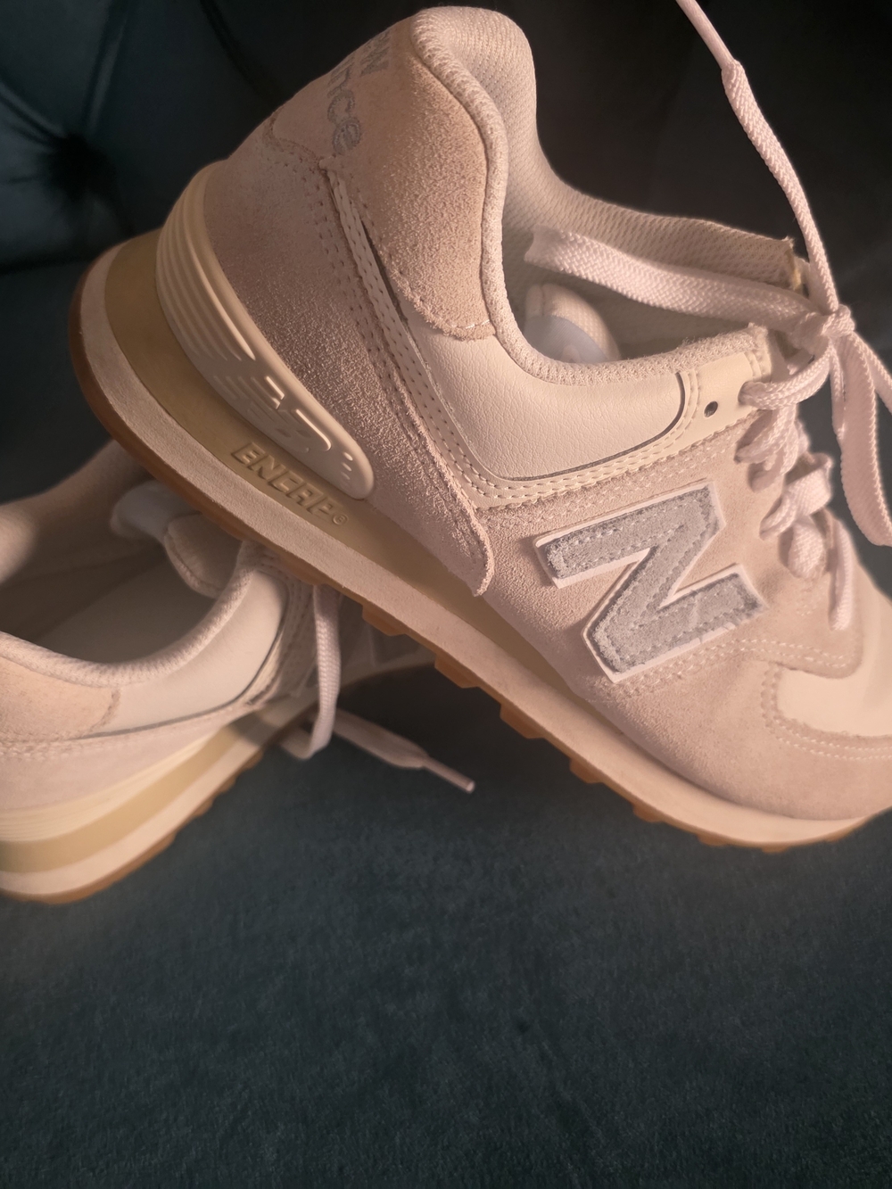 New Balance Pink Suede & Mesh 574 Style Sneakers